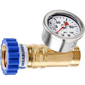 MEASUREMAN Lead-Free Brass Water Pressure Regulator for RV Drinking Water Systems, with Stainless Steel Gauge, Preset 40-50 PSI, 3/4" Hose Inlet/Outlet – Safe and Reliable for Campers and Trailers