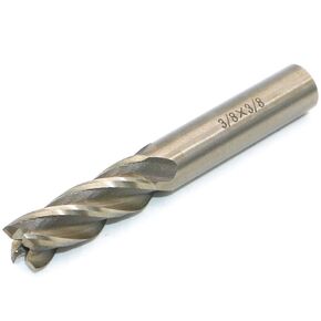 End Mill 3/8" Cutting Dia 3/8" Shank 4 Flute HSS End Mill Drill Bit, CNC End Mill Cutter for Wood, Aluminum, Steel, Titanium, Foam, Plastic