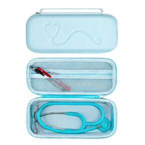 Hard Stethoscope Case for 3M Littmann Classic III, Lightweight II S.E, MDF Acoustica Stethoscope, Stethoscopes Carrying Case with Mesh Bag for Nurse Accessories Gauze Penlights Cotton Swabs (Pink)