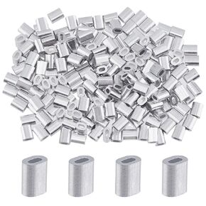 200Pcs 1/16in(1.5mm) Aluminum Crimping Loop Sleeve Wire Rope Sleeve Ferrule Cable Crimping Loop Single Barrel Crimping Sleeves for Wire Rope Cable Fishing Line