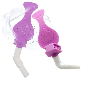 Silicone Suction Connecting Shield, Mouth Prop Saliva Shield with HVE Suction Tube, Purple, Pack of 2