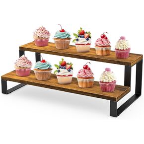 ELITEROO Wooden Display Riser Stand, 3 Tier Display Risers, Tiered Cabinet Organizer, Widened Display Rack Shelf Kitchen Counter Shelf for Makeup Perfume Figure Dolls Collection Condiment Candles