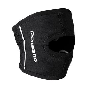 Rehband patella-stabilizing knee support, 1 piece, 3mm neoprene open patella bandage with extra stabilization for the kneecap for sport and active life, Colour:Black, Size:Small