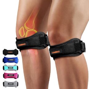 CAMBIVO 2 Pack Knee Braces for Knee Pain, Patella Knee Support Strap, for Tendonitis, Basketball, Running, Hiking, Volleyball, Tennis, Squats (Black)