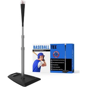 Portable Batting Tee for Baseball/Softball, Tees Height Adjustment from 24-45 inch, Baseball Tees for Hitting with Heave Duty Base, Softball Tee Durable Rubber Top, Baseball Tee Alloy Stem