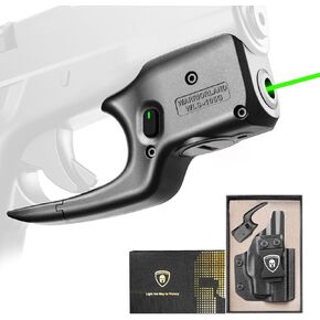 WARRIORLAND Green Laser Sight Fit Glock 43/G43X(No Rail Version) with Kydex Holster, First Green Beam Sight with Power Indicator, Glock 43 Laser IWB Holster Right Hand, WLS-105G w/ G43 Holster