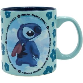 Silver Buffalo LI122034G Watercolor Lilo and Stitch Ohana Glitter Ceramic Mug, 20-oz in Kuwait
