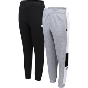 New Balance Boys' Active Sweatpants - 2 Pack Athletic Performance Fleece Jogger Pants with Elastic Waistband (Sizes: 8-20)