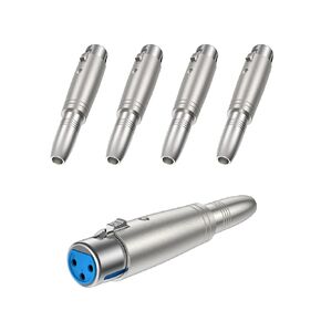 CableCreation [5-Pack XLR 3 Pin Male to 1/4" 6.35mm Female Jack Socket Audio Adapter, Silver