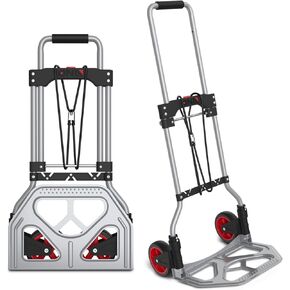 DNA MOTORING Aluminum Hand Truck Dolly Cart, 550lbs Capacity Heavy Duty Dolly Cart for Home, Workshop, Office, Warehouse, w/Pneumatic Tire, TOOLS-00749