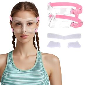 AF Women Nose Guard for Broken Nose Adult Adjustable Basketball Baseball Soccer Face Shield Mask with Foam Padding (Pink Open)