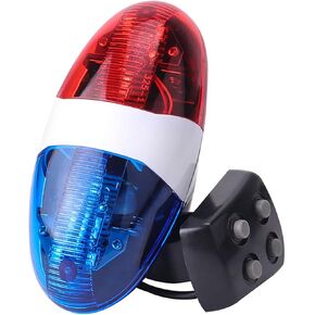 Bike Horn Bicycle Police Sound Light 6 LED 4 Loud Siren Sound Trumpet Cycling Horn Bell Bicycle Safety Light Electronic Horn Cycling Horn Bell Siren Warning Safety Waterproof Bicycle LED Lights