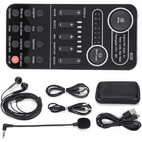 Vocal Processor, Sound Card for PC, Professional Intelligent Noise Reduction Sound Card Set Recording Studio Equipment Audio Mixer for Pc for Singing(K9)