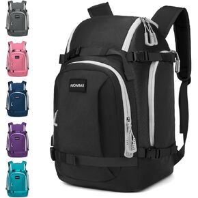NONSAR Ski Boot Bag, 50L Snowboard Boot Travel Backpack - Waterproof Ski Bag for Ski Helmet, Googles, Gloves, Skis, Snowboard & Accessories for Men Women