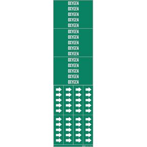 Brady 7210-3C-PK, Oxygen Pipe Marker with Arrows White on Green 3 per Card, 5 PK, Legend 'Oxygen'