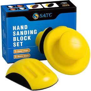 S SATC Sanding Blocks 5 Inch Hook and Loop Sanding Block 2 PCS Round and Mouse Hand Sanding Block for Wood Furniture Restoration Home Arts and Crafts