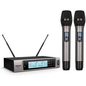 Professional Dual Dynamic Handheld UHF Wireless Microphone System, Wireless Handheld Microphone, 492ft Range for Home Karaoke/Meeting/Party/Church/Wedding SE100