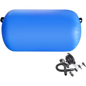 Inflatable Air Tumbling Round Mat Gymnastics 3.3FT Inflatable Air Roll Tumble Track Barrel for Home Use/Training/Cheerleading/Yoga/Fitness/Exercise With Pump