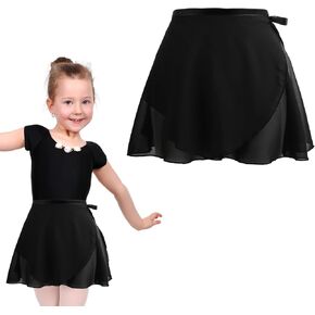 Ballet Wrap Skirt for Girls Short Chiffon Ballet Skirt Sheer Adjustable Dance Skirt for Toddler/Girls