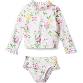 Janie and Jack Girl's Floral Rashgaurd Swim Set (Toddler/Little Kids/Big Kids)