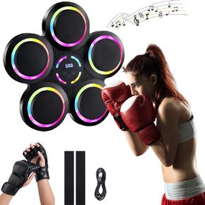 Music Boxing Machine Wall Mounted Bluetooth Boxing Equipment with Interactive Led Lights Smart Boxing Workout Machine with Gloves