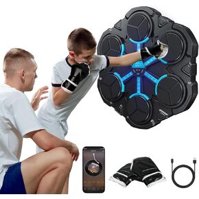 Music Boxing Machine, Intelligent Boxing Music Workout Machine with Gloves, Wall Mounted Music Boxing Training Equipment for Kids, Boxing Gift for Boys Girls