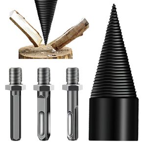 Firewood Drill Bit Wood Splitter Easy Log Splitting Drill Bit, Heavy Duty Detachable Electric Drill Bit with 3 Screw for Hand Drill Stick-hex+Square+Round(32mm) in Kuwait