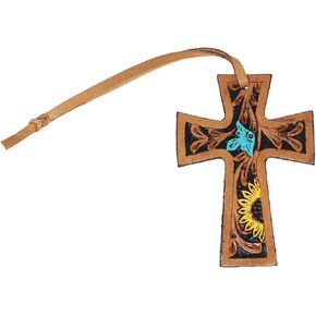 CHALLENGER Western 5" Barrel Trail Riding Tooled Leather Cross Saddle Charm 96FK07