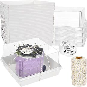 MADLYN RHUE 30 Pack Charcuterie Boxes with Clear Lids, 7 x7 Inches Dessert Boxes, To Go Boxes Disposable Food Containers for Cake, Cookie, Sandwiches, Strawberries