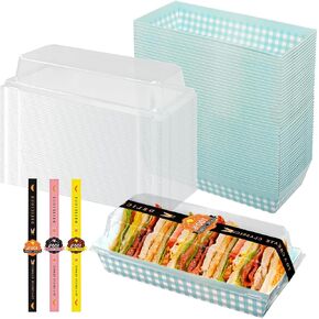 Roll Cake Box,50 Pack Clear Lid Swiss Roll Container, Baby Shower Plastic Cake Storage Box, Muffin & Pastry Dessert Box, Sushi Display Box, Sandwich Paper Box, Fruits Display Holder (White)