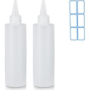 2 Pack 10 Oz (300ml) Condiment Squeeze Bottles, Leak Proof Refillable Condiment Container for Kitchen Use