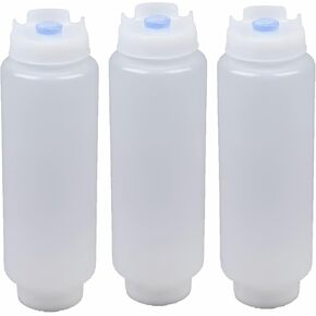 Squeeze Bottle Refillable 16 oz Blue Tip (Blue) 3 pack