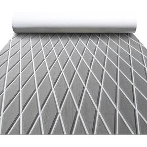 FOCEAN Boat Flooring EVA Foam Boat Decking Marine Mat Non-Slip Self-Adhesive Flooring Sheet for Motorboat Kayak Surfboard Garden Floor Swimming Pools, 94.5''x 15.7'', Grey with White Lines