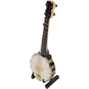 Mini Banjo Toys Miniature Banjo Model Smoother Surfaces Appearance with Stand Box for Gifts