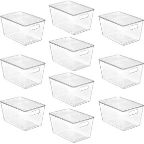 Vtopmart 8 Pack Clear Stackable Storage Bins with Lids,XLarge Plastic Containers with Handle for Pantry Organizer and Storage,Perfect for Kitchen,Fridge,Cabinet, Closet,Bathroom Organization
