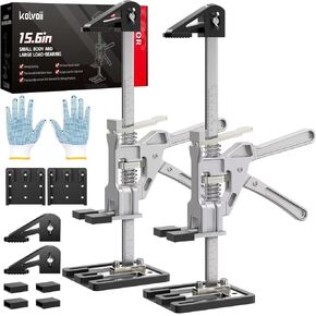 Kolvoii Labor Saving Arm Jack, 2 Pack Stainless Steel 15.6 Inch Construction Jack, Multi-Function Height Adjustment Hand Jacks for Lifting and Leveling, 10 Inche Lift Range