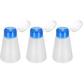HARFINGTON 3pcs Solvent Alcohol Dispensers 180ml(6.1oz) Straight Push Down Liquid Dispenser Pump with Sealing Stainless Steel Lid for Acetone Cleanser Polish Remover, Red