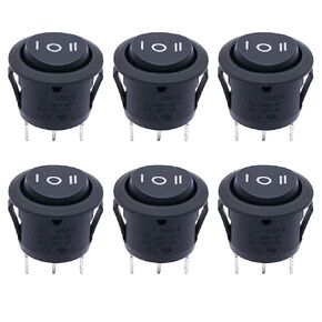 Twidec/6Pcs Rocker Switch 3 Pins 3 Position ON/Off/ON AC 6A/125V 10A/250V SPDT Car Boat Black Rocker Switch Toggle KCD1-5-103