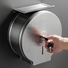 Jumbo Toilet Paper Dispenser with Shelf, Commercial Toilet Paper Dispenser Brushed Stainless Steel, Histely Wall Mount Locking Paper Towel Dispenser Holder for 9" Rolls with 2.8" Core, 2 Keys