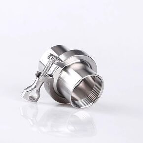Sanitary 1/2" Female Threaded Ferrule Pipe Fitting + Tri-Clover Clamp + Slicone Gasket (Pipe Size: 1/2" Female DN15; 50.5mm OD Ferrule)