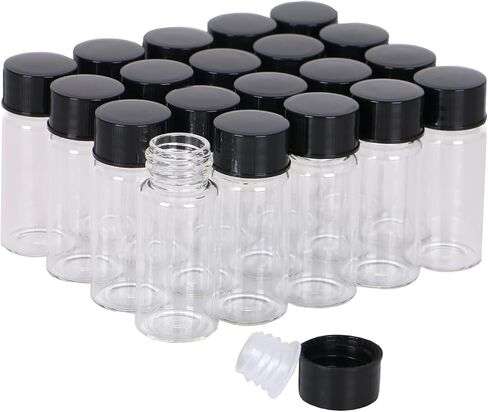 20ml Clear Glass Sample Vials, Liquid Sampling Sample Glass Bottle, With Screw Caps, Plastic Stoppers, Leak-Proof Vial, Small Lab Sample Vials with Lids. (24 Pcs) in Kuwait