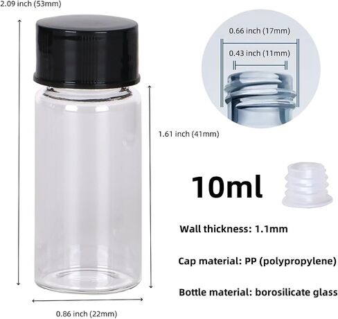 20ml Clear Glass Sample Vials, Liquid Sampling Sample Glass Bottle, With Screw Caps, Plastic Stoppers, Leak-Proof Vial, Small Lab Sample Vials with Lids. (24 Pcs) in Kuwait