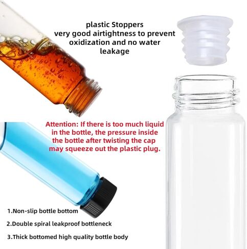 20ml Clear Glass Sample Vials, Liquid Sampling Sample Glass Bottle, With Screw Caps, Plastic Stoppers, Leak-Proof Vial, Small Lab Sample Vials with Lids. (24 Pcs) in Kuwait