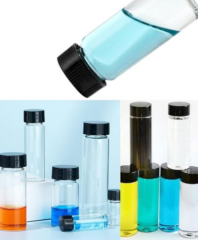 20ml Clear Glass Sample Vials, Liquid Sampling Sample Glass Bottle, With Screw Caps, Plastic Stoppers, Leak-Proof Vial, Small Lab Sample Vials with Lids. (24 Pcs) in Kuwait
