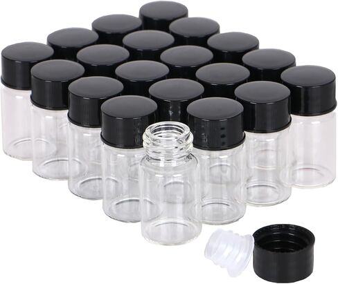 20ml Clear Glass Sample Vials, Liquid Sampling Sample Glass Bottle, With Screw Caps, Plastic Stoppers, Leak-Proof Vial, Small Lab Sample Vials with Lids. (24 Pcs) in Kuwait