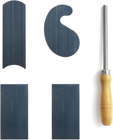 Cabinet Scraper Burnisher with 4 Piece Multi-Shaped Scraper Set 2 Rectangle 1 Curved (Convex and Concave) and 1 Gooseneck Scraper in Kuwait