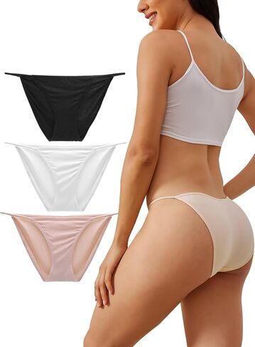 Women's Low-Rise String Bikini Panty Stretch Hipster Briefs 3 Pack in Saudi Arabia
