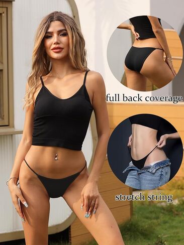 Women's Low-Rise String Bikini Panty Stretch Hipster Briefs 3 Pack in Saudi Arabia