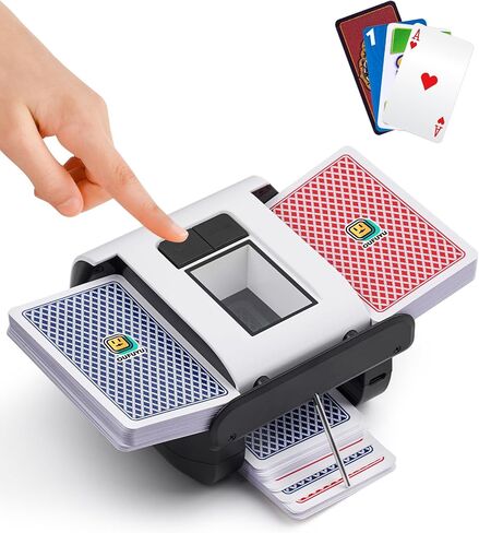 Automatic Card Shuffler, Electric Card Shuffler for 1-2 Decks One-Press AUTO & Manual Mode Rechargeable 2000mAh Low Noise for Poker, UNO, Blackjack, Skip-Bo, Phase 10, Texas Hold'em in Saudi Arabia