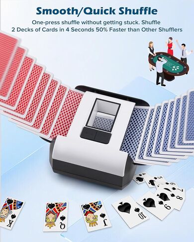 Automatic Card Shuffler, Electric Card Shuffler for 1-2 Decks One-Press AUTO & Manual Mode Rechargeable 2000mAh Low Noise for Poker, UNO, Blackjack, Skip-Bo, Phase 10, Texas Hold'em in Saudi Arabia